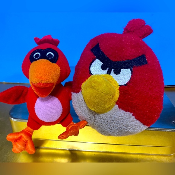 ANGRY BIRDS RED & MATILDA PLUSH & RED CARDINAL SQUEAKER PLUSH VTG 2004 - Picture 3 of 16
